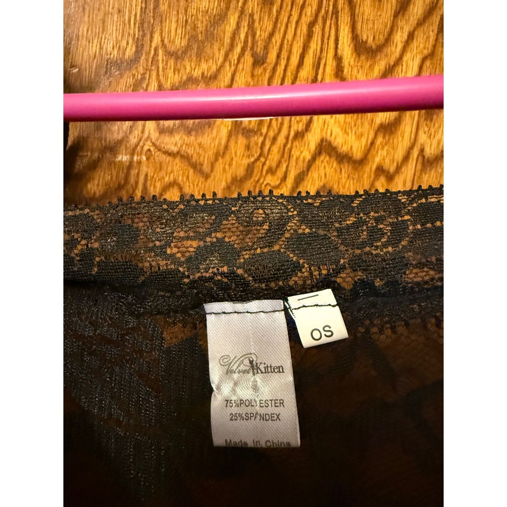 Velvet Kitten Black Lace‎ Off Shoulder Long Sleeve Lingerie Chemise Dress OS - Picture 5 of 6